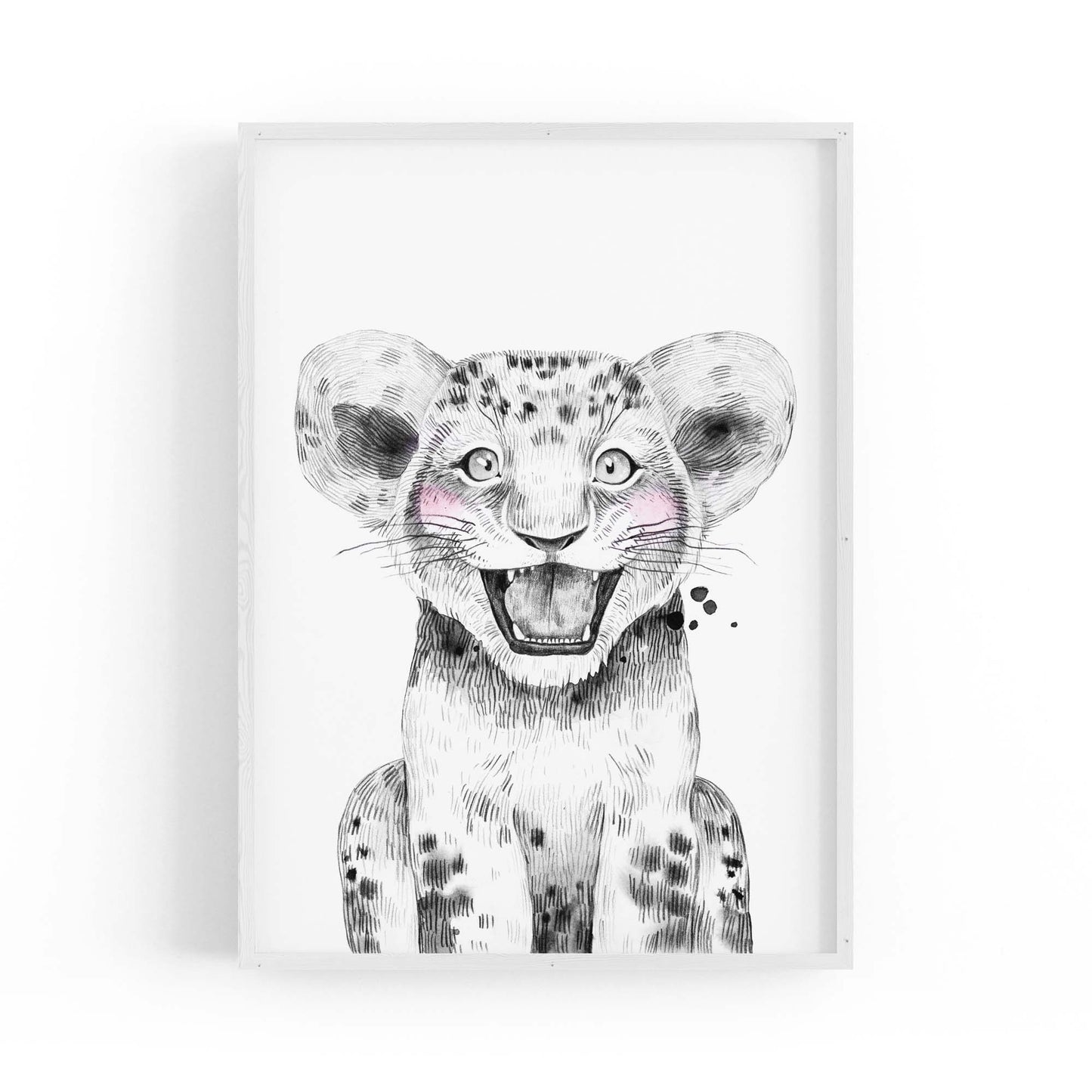 Cute Blushing Baby Lion Nursery Animal Wall Art - The Affordable Art Company