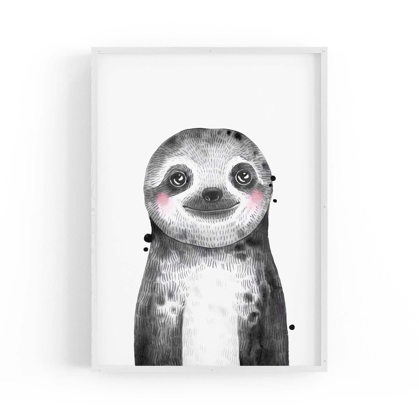 Cute Blushing Baby Sloth Nursery Animal Wall Art - The Affordable Art Company