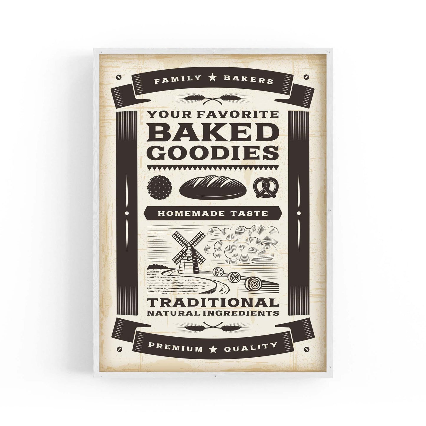 Vintage Bakery Farmhouse Kitchen Cafe Wall Art - The Affordable Art Company