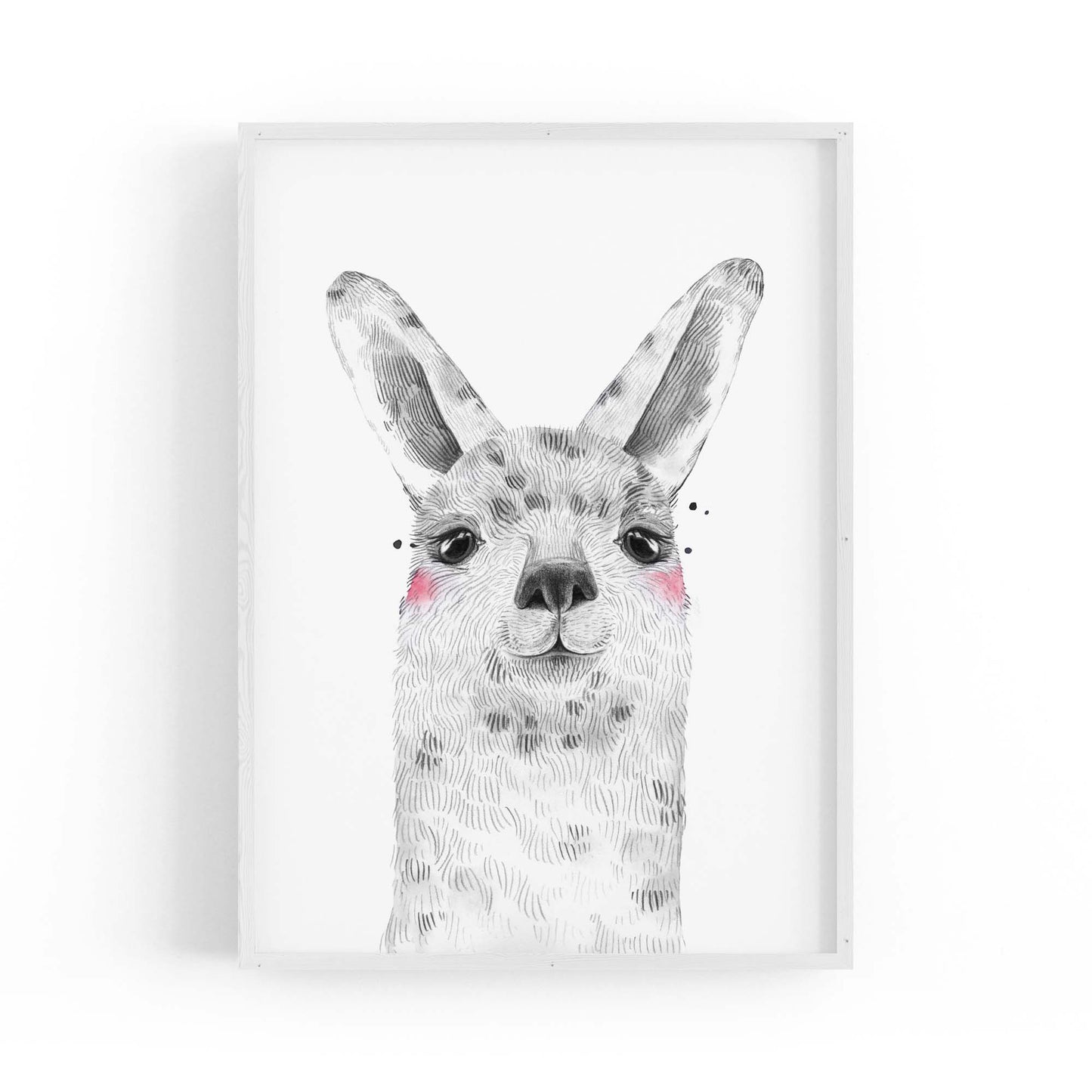 Cute Blushing Baby Alpaca Nursery Animal Wall Art - The Affordable Art Company