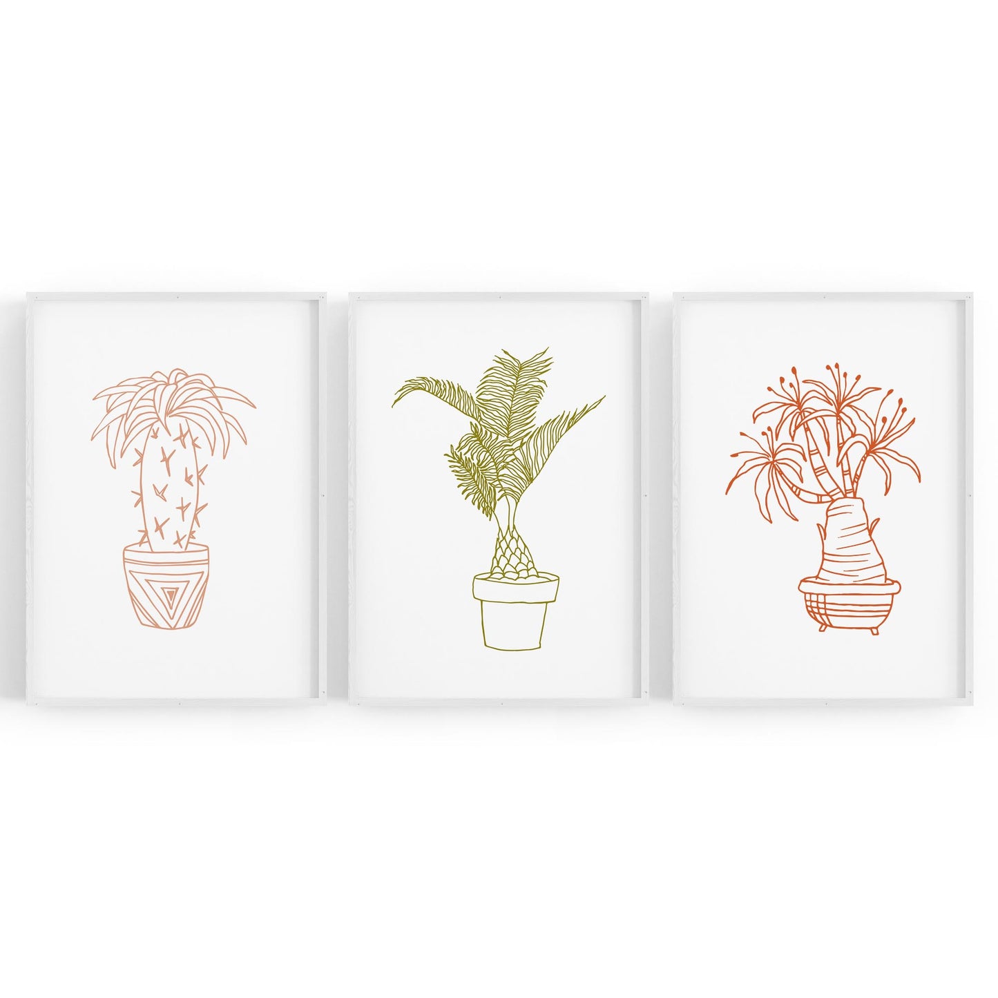 Set of Abstract Plants Kitchen Hallway Wall Art - The Affordable Art Company