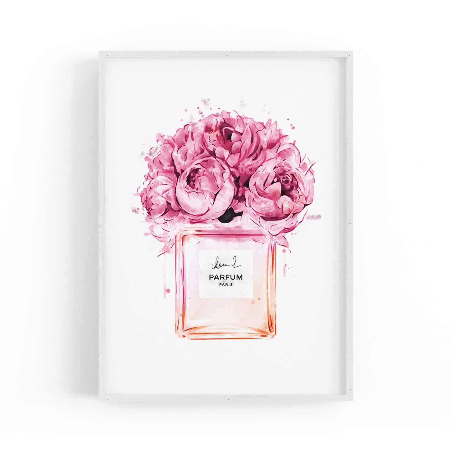 Pink Flowers Perfume Bottle Fashion Wall Art - The Affordable Art Company