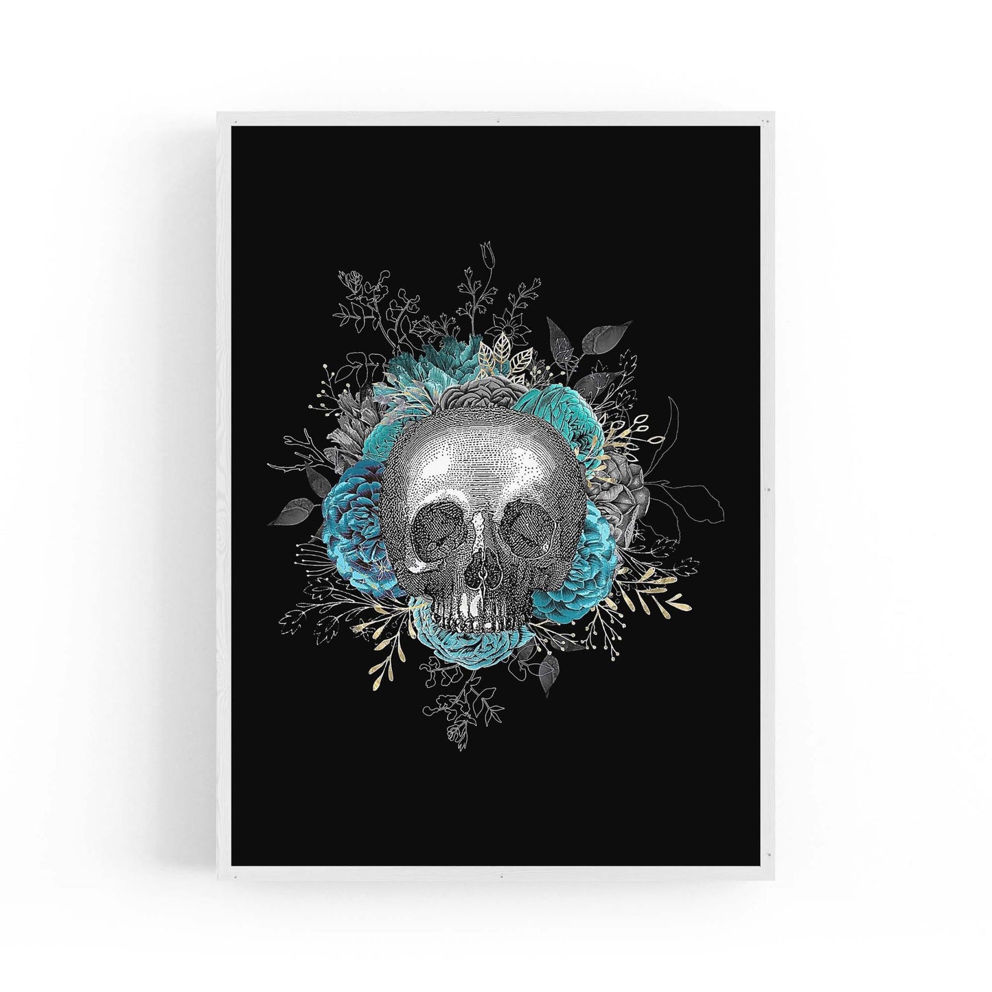 Vintage Skull Black Gothic Fashion Wall Art - The Affordable Art Company
