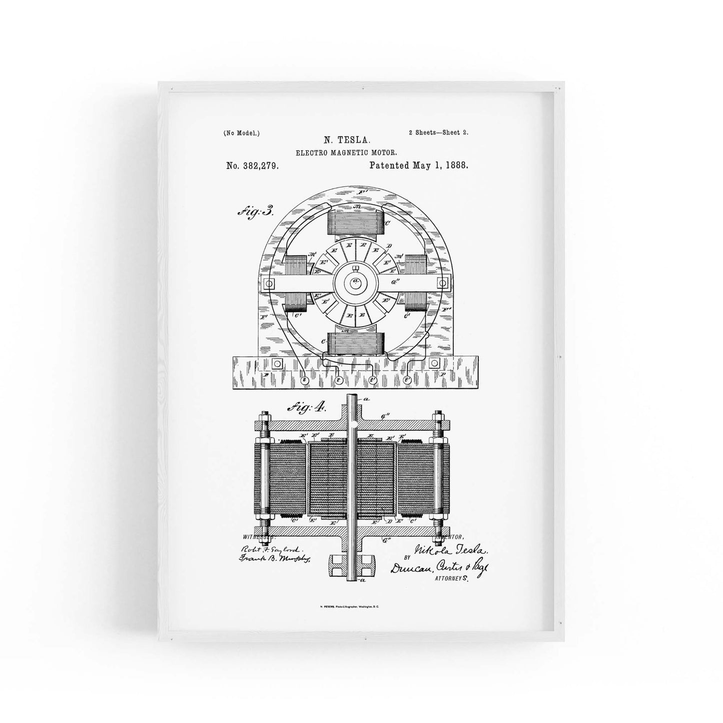 Vintage Electro Motor Patent Wall Art #2 - The Affordable Art Company