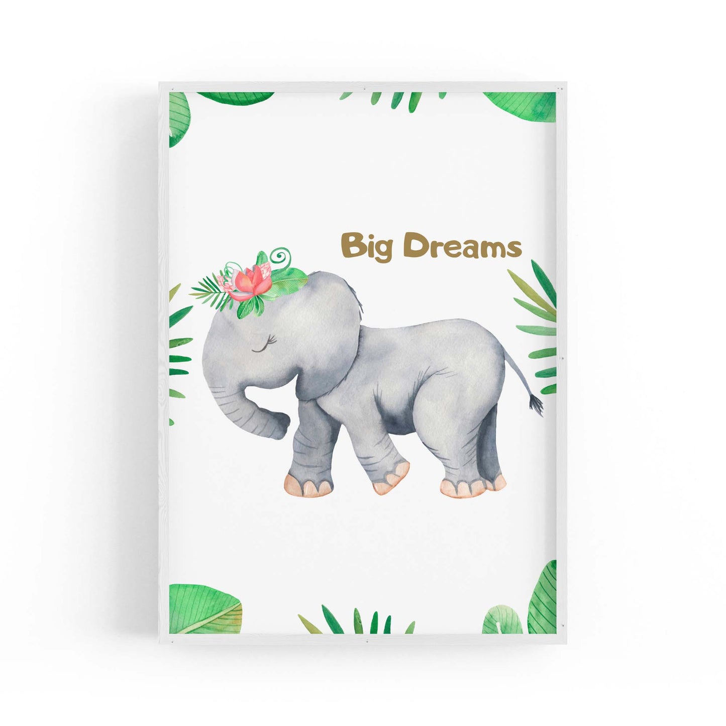 Elephant "Big Dreams" Nursery Quote Animal Art - The Affordable Art Company