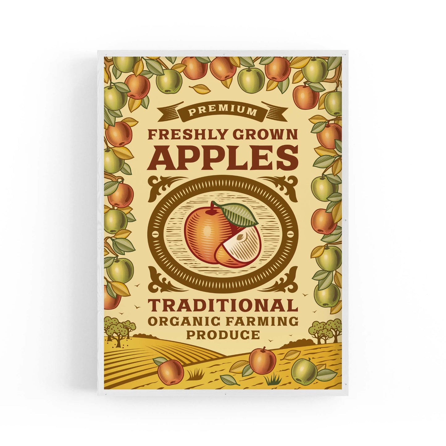 Vintage Apples Advert Farmhouse Kitchen Wall Art - The Affordable Art Company