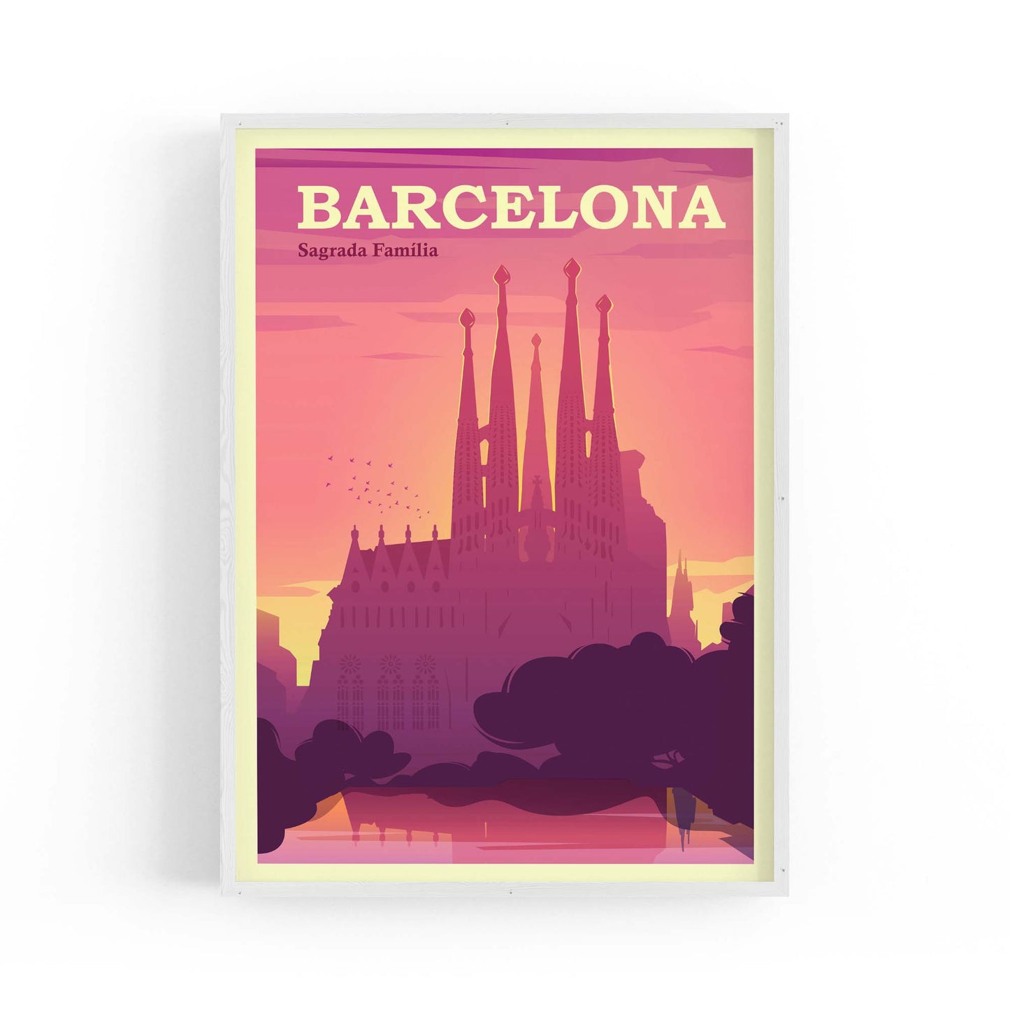 Retro Barcelona Spain Travel Vintage Wall Art - The Affordable Art Company