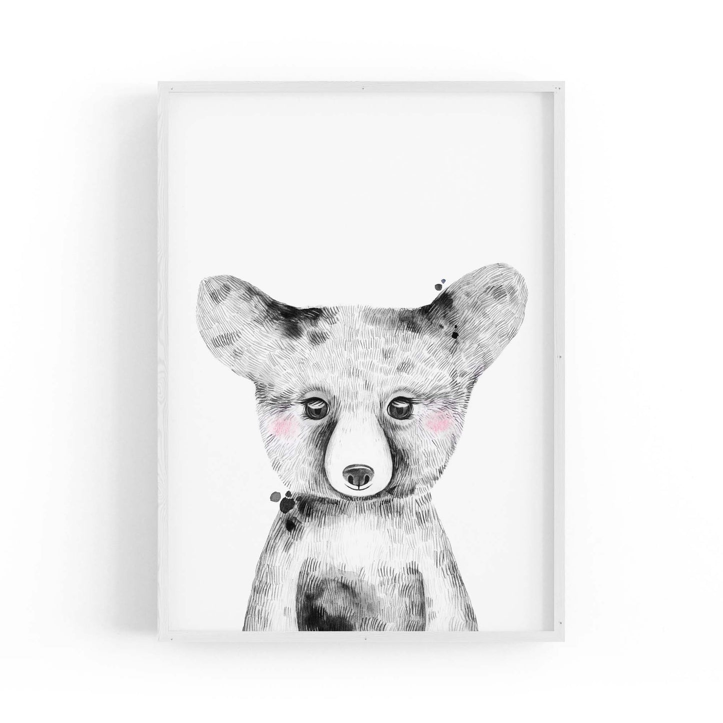 Cute Blushing Baby Bear Nursery Animal Wall Art - The Affordable Art Company
