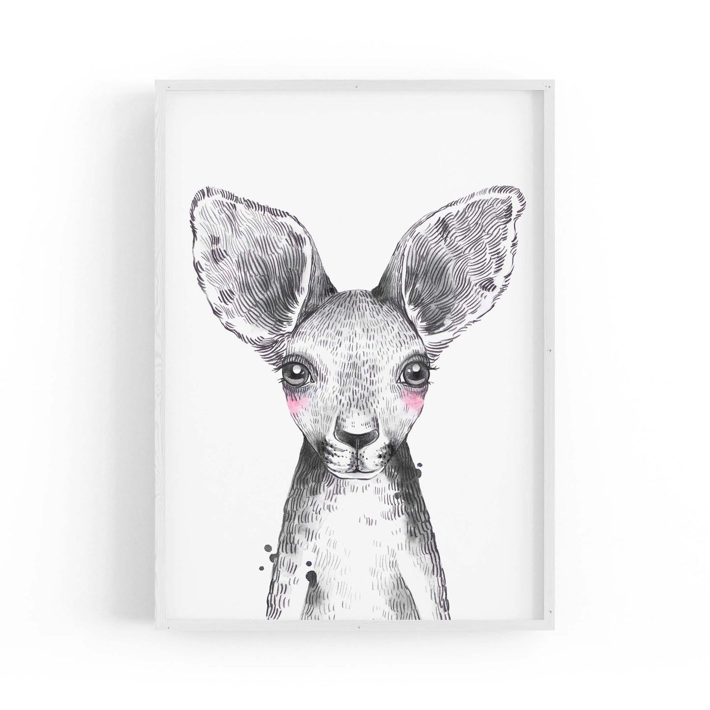 Cute Blushing Baby Kangaroo Nursery Animal Wall Art - The Affordable Art Company