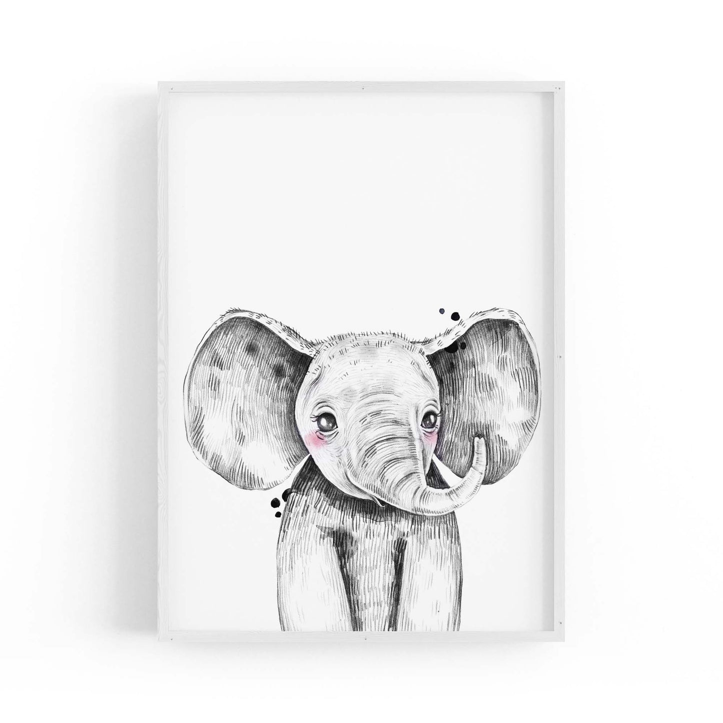 Cute Blushing Baby Elephant Nursery Animal Wall Art - The Affordable Art Company