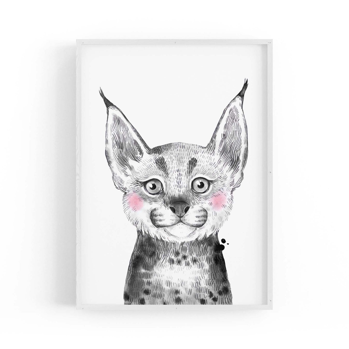 Cute Blushing Baby Bobcat Nursery Animal Wall Art - The Affordable Art Company