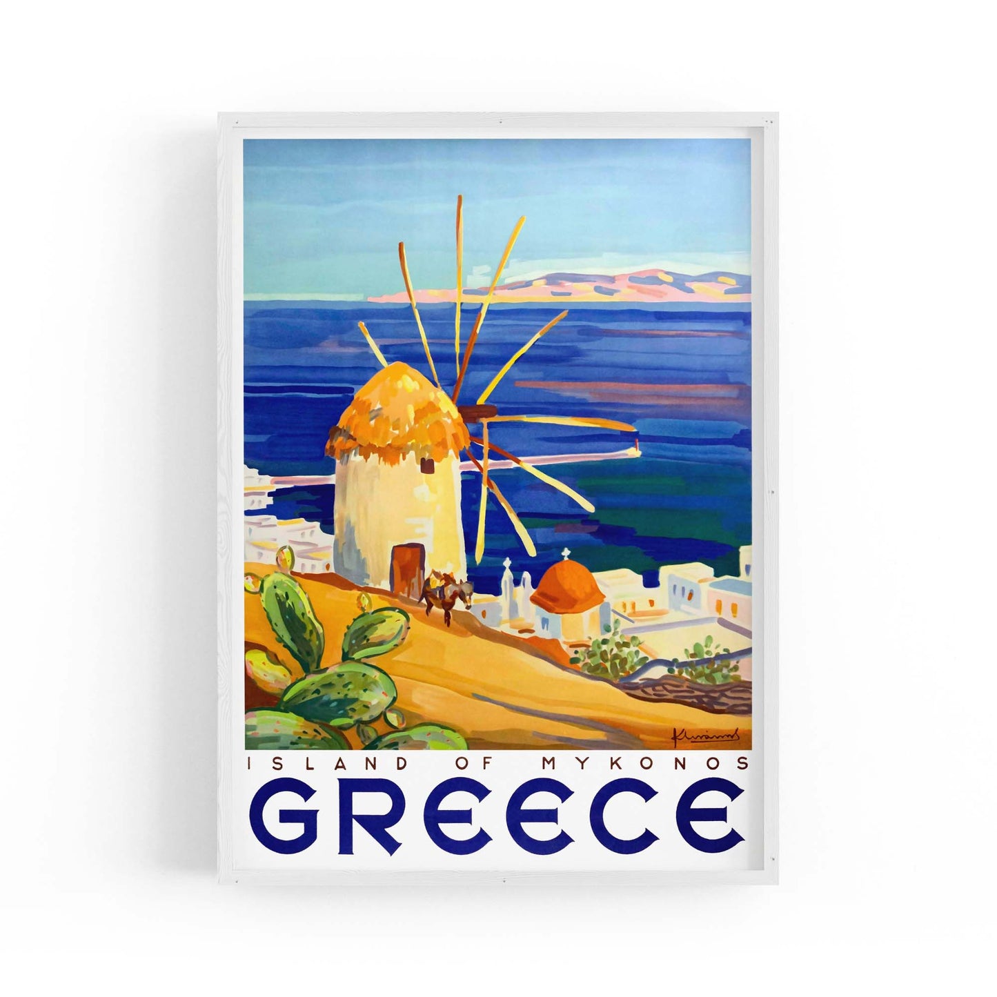 Island of Mykonos Greece Vintage Travel Advert Wall Art - The Affordable Art Company