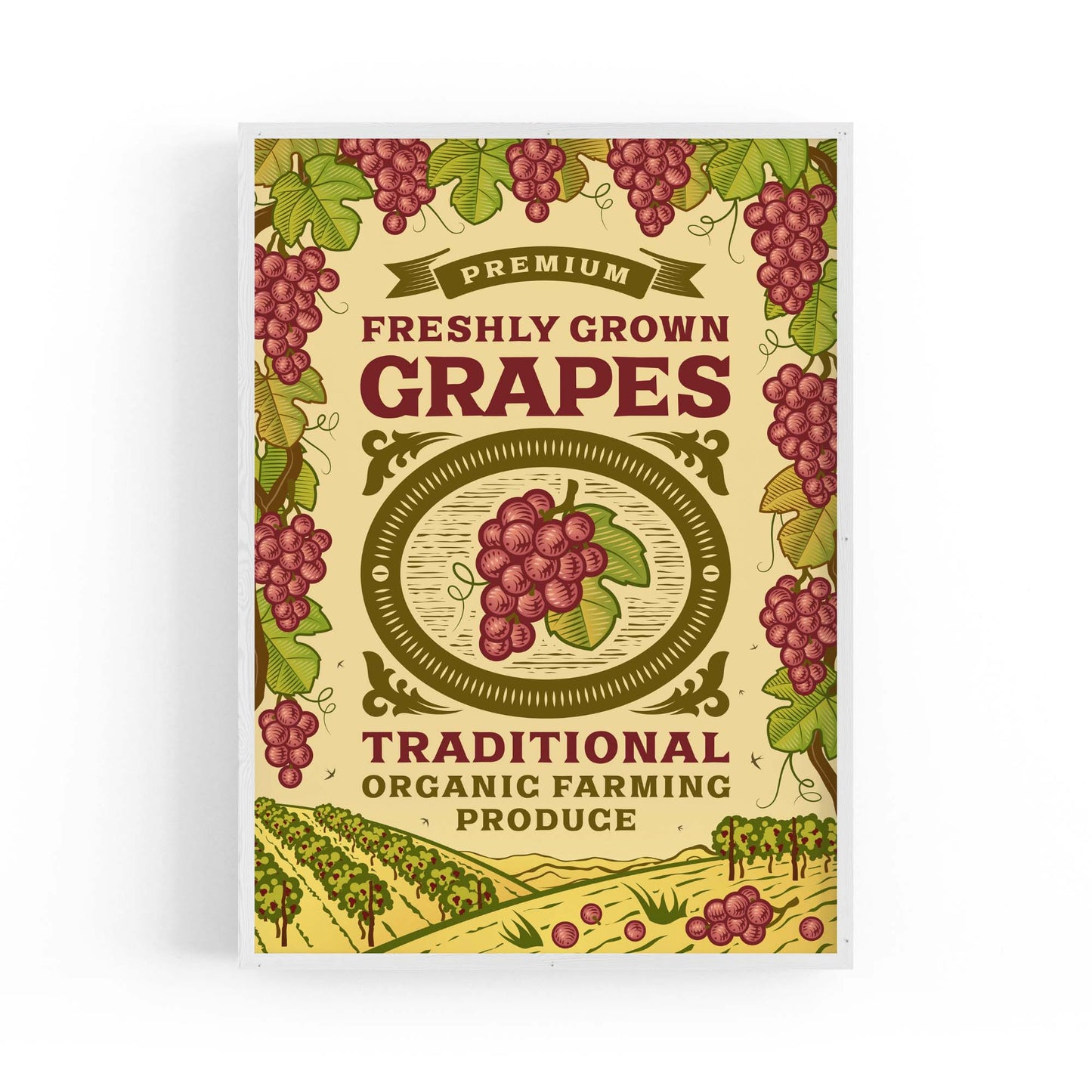 Vintage Farmhouse Advert Grapes Fruit Wall Art - The Affordable Art Company