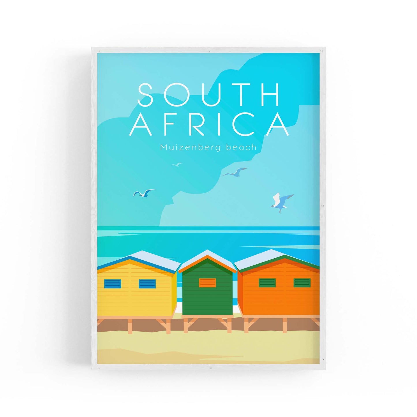 Retro Muizenberg Beach South Africa Wall Art - The Affordable Art Company