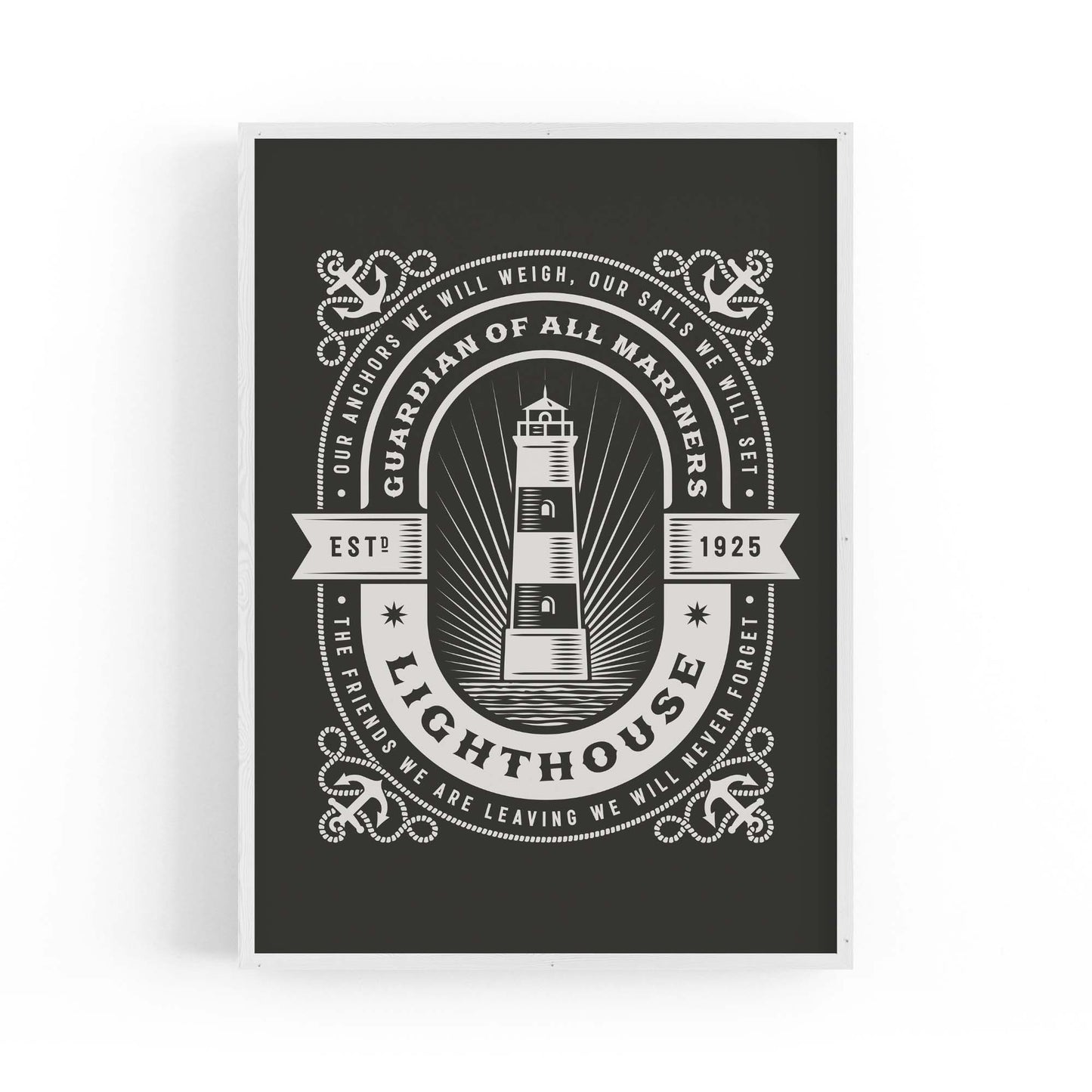Vintage Lighthouse Sign Coastal Nautical Wall Art - The Affordable Art Company