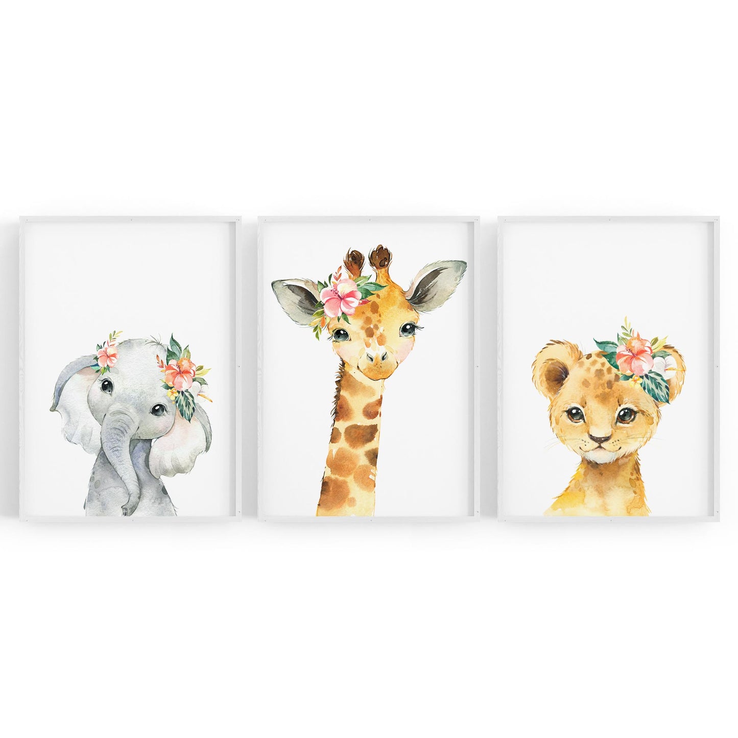 Set of Cute Baby Safari Animals Nursery Wall Art #3 - The Affordable Art Company