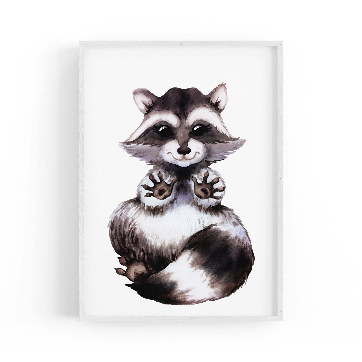 Cartoon Raccoon Cute Nursery Baby Animal Art - The Affordable Art Company