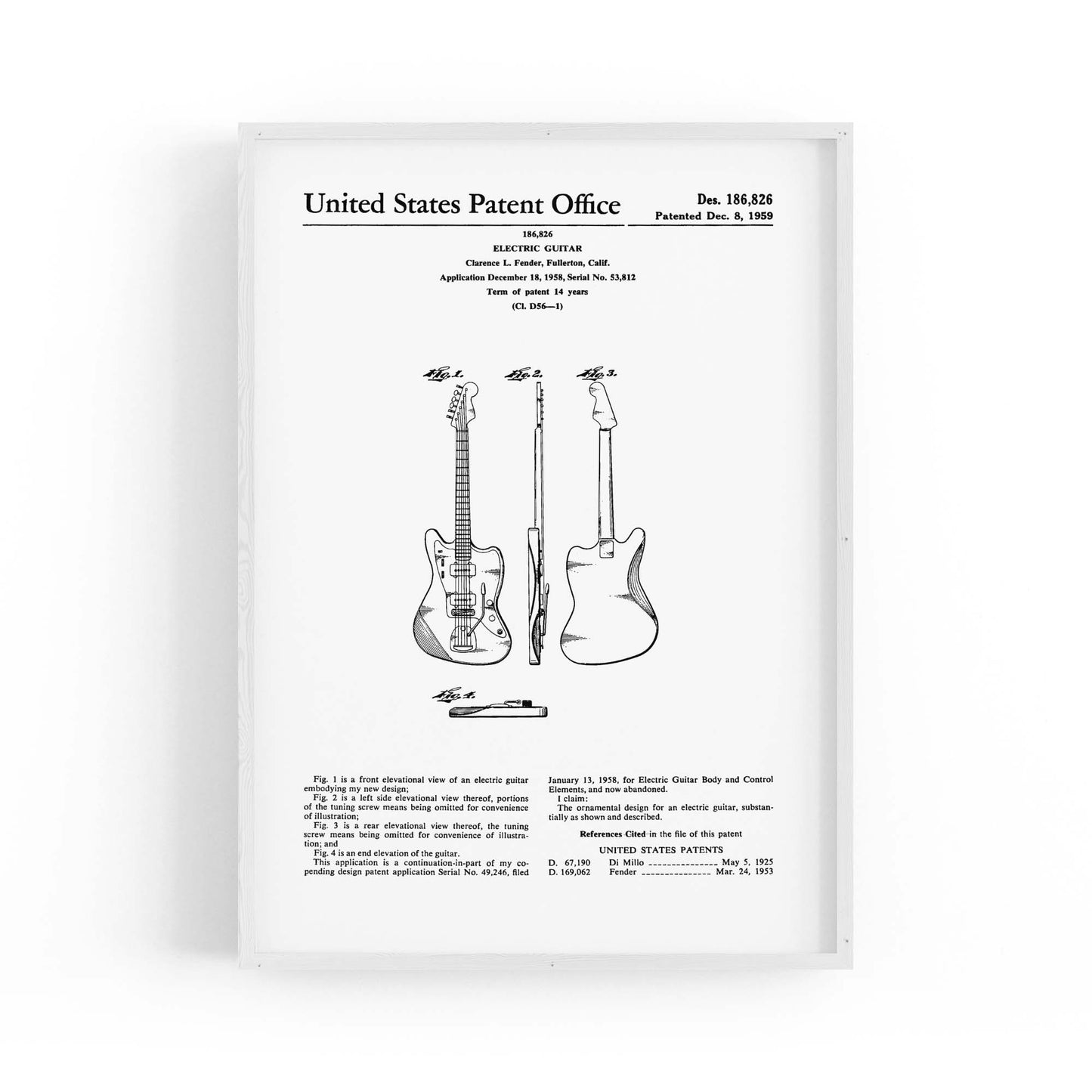Vintage Guitar Patent Music Wall Art #4 - The Affordable Art Company
