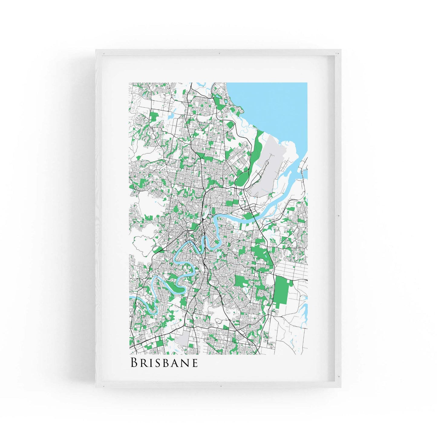 Minimal Brisbane Map Modern Queensland Wall Art - The Affordable Art Company