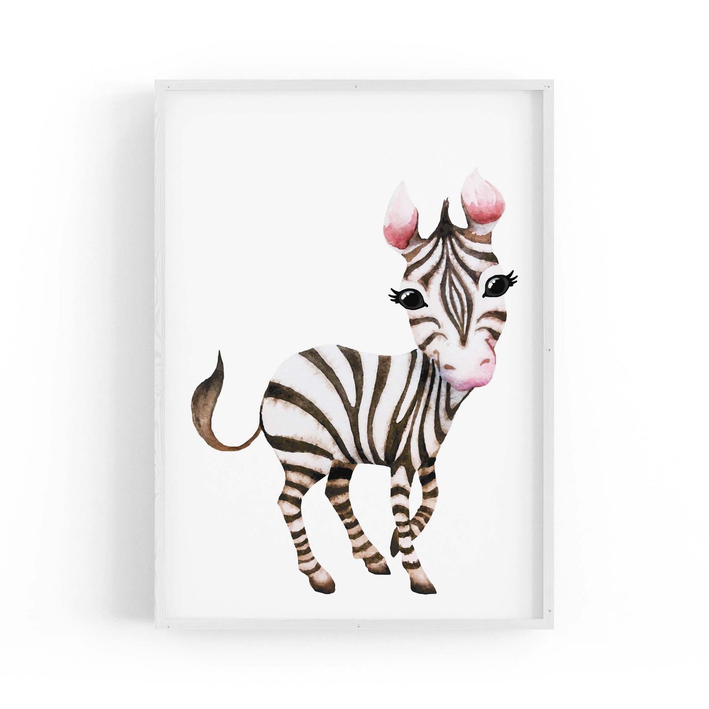 Cartoon Zebra Cute Nursery Baby Animal Art #1 - The Affordable Art Company