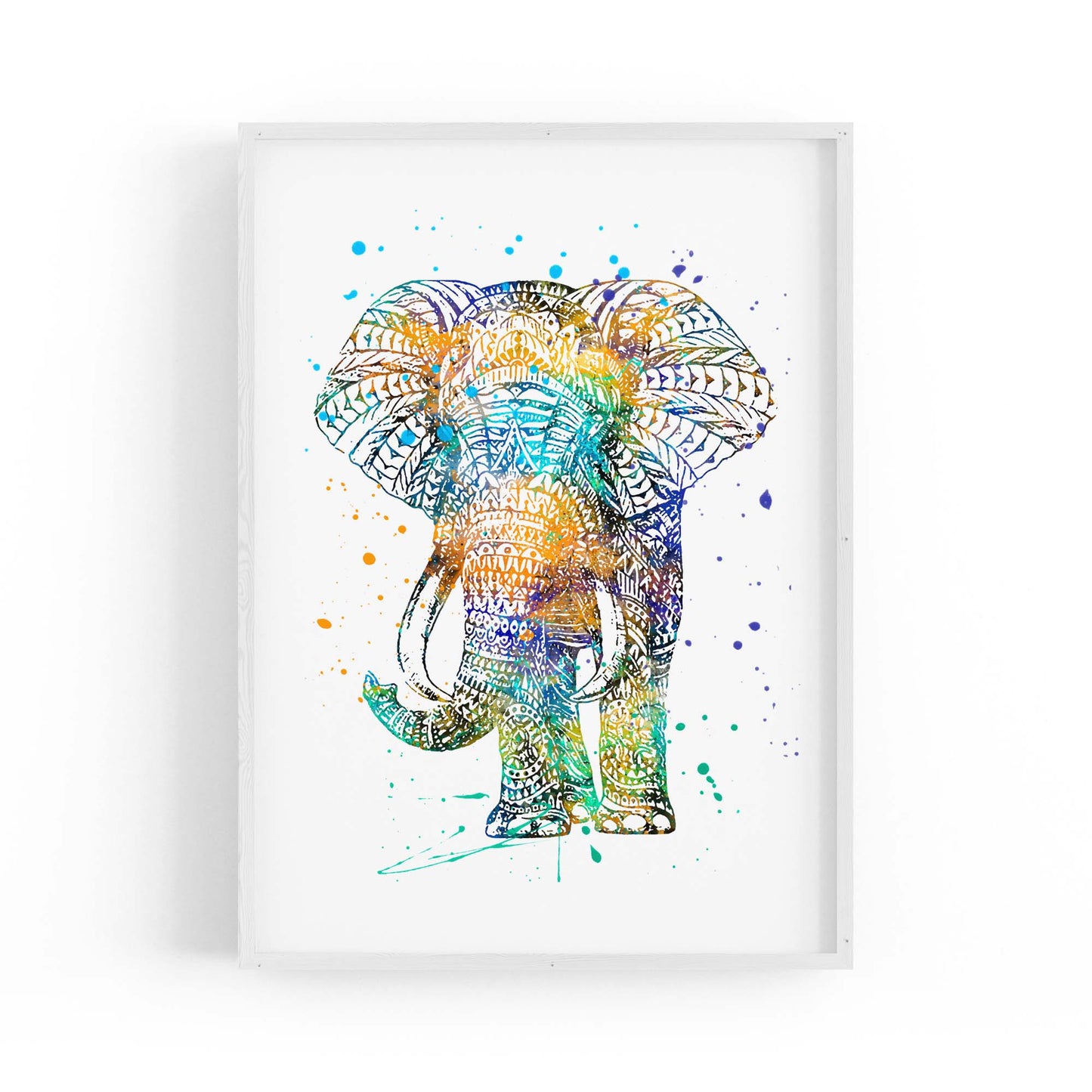 Elephant Mandala Cute Pattern Animal Wall Art - The Affordable Art Company