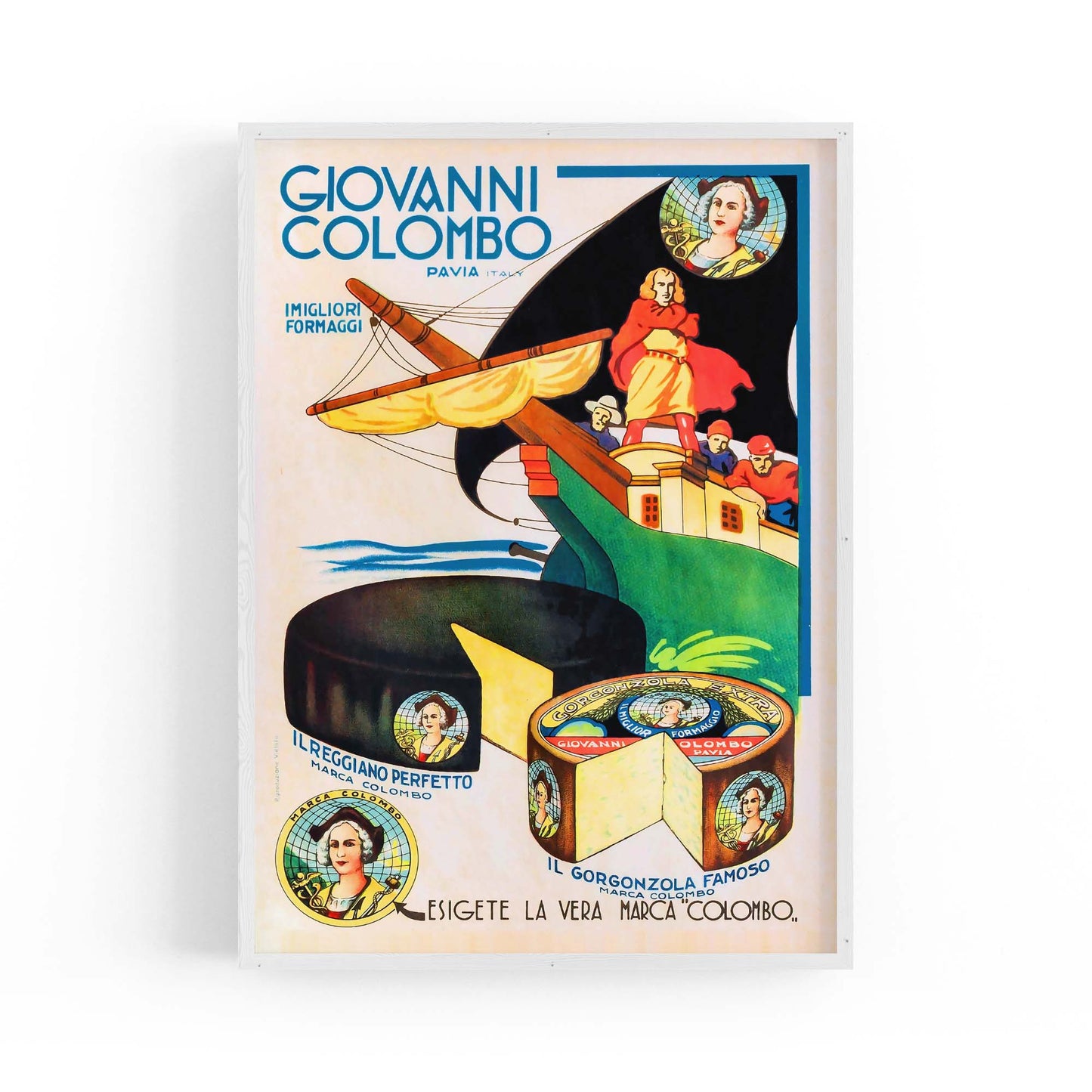 Giovanni Columbo Italian Cheese Vintage Food Advert Wall Art - The Affordable Art Company