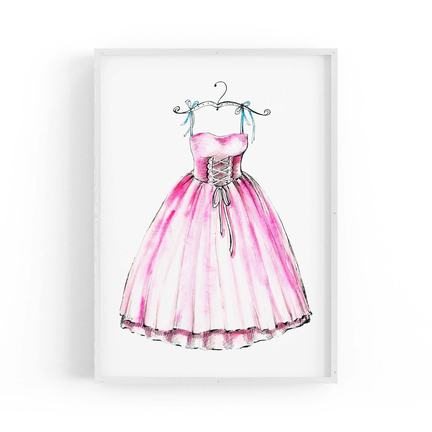 Pink Ballet Dress Girls Bedroom Ballerina Wall Art - The Affordable Art Company