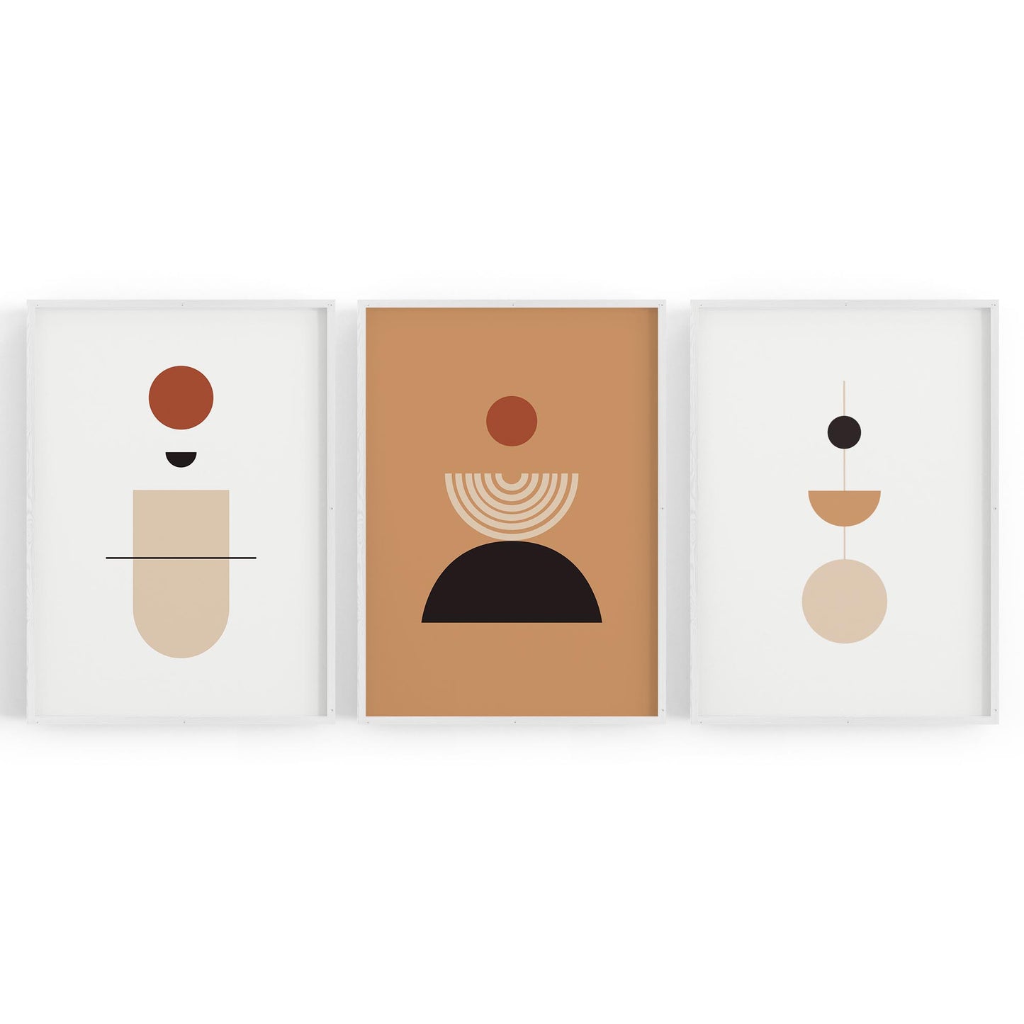 Set of Abstract Shape Retro Minimal Modern Art #1 - The Affordable Art Company