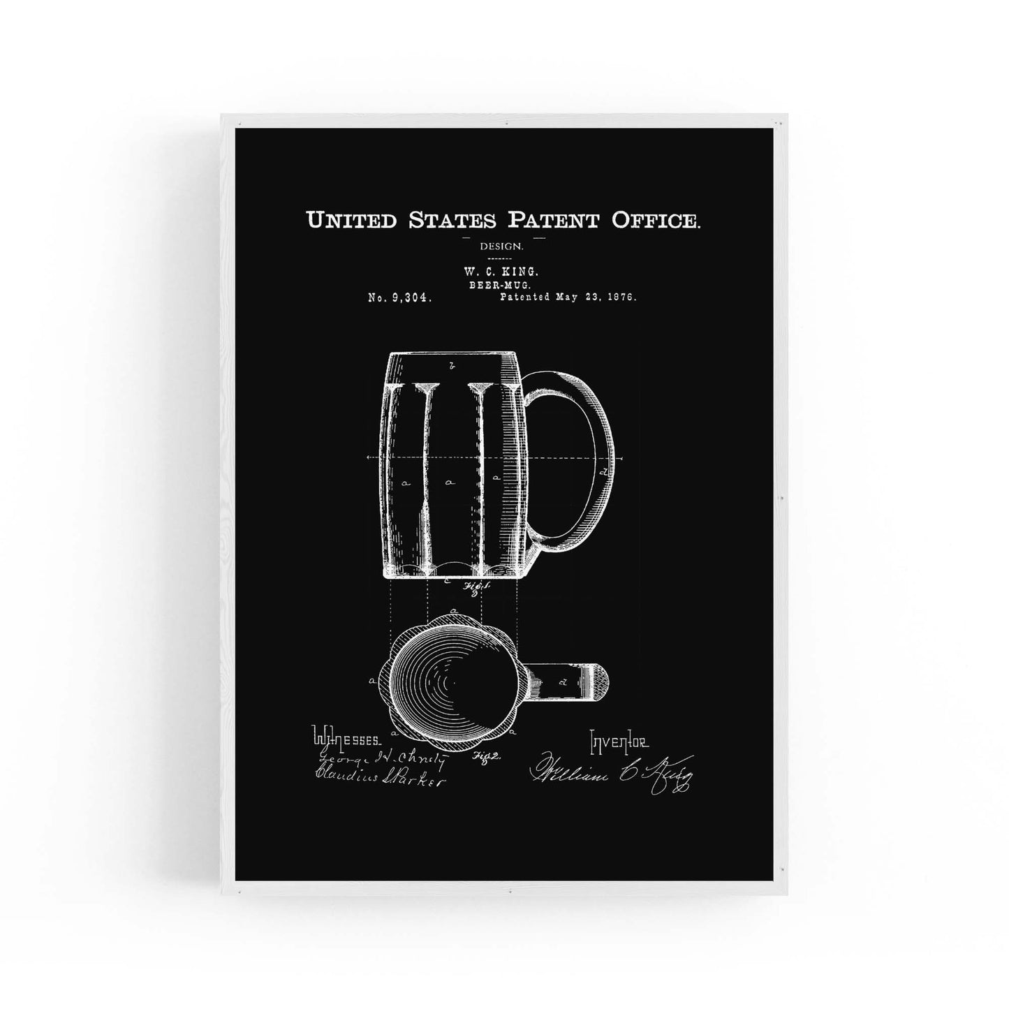 Vintage Beer Mug Patent Man Cave Gift Wall Art #1 - The Affordable Art Company