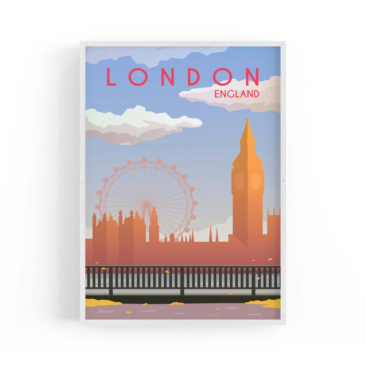 Retro London England UK Travel Vintage Wall Art - The Affordable Art Company