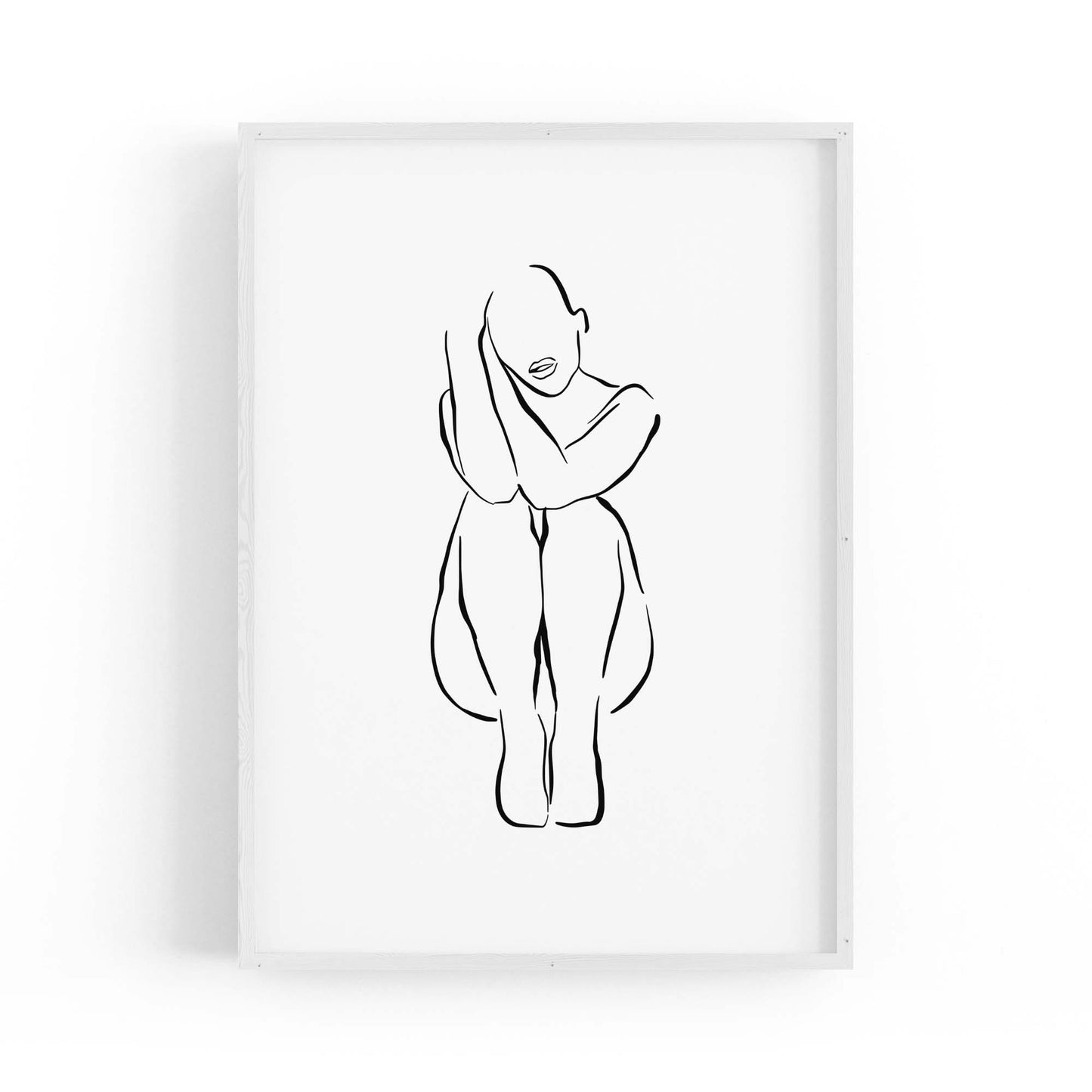 Posed Nude Female Body Minimal Drawing Wall Art #1 - The Affordable Art Company