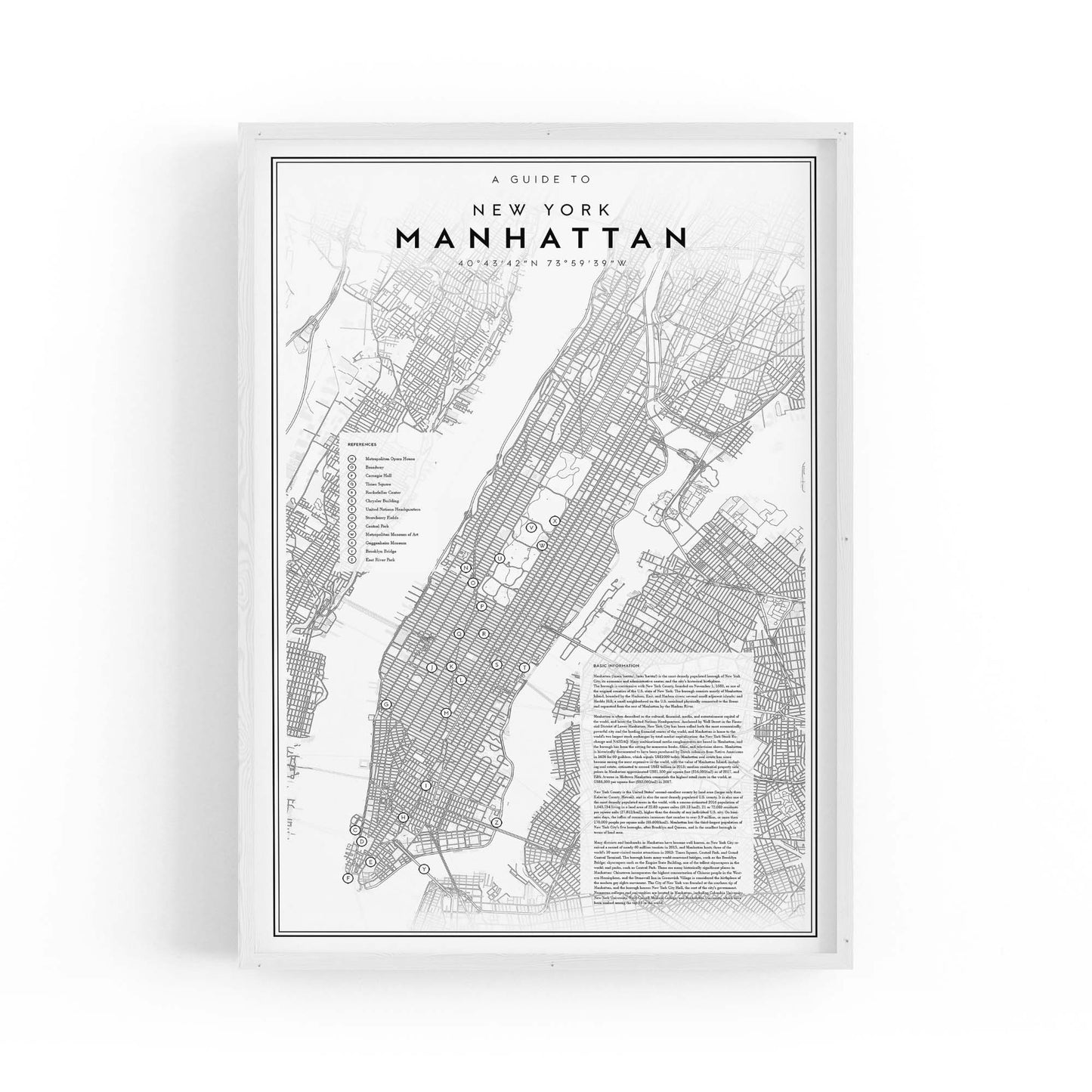 Minimal Manhattan Detailed Map New York Wall Art - The Affordable Art Company