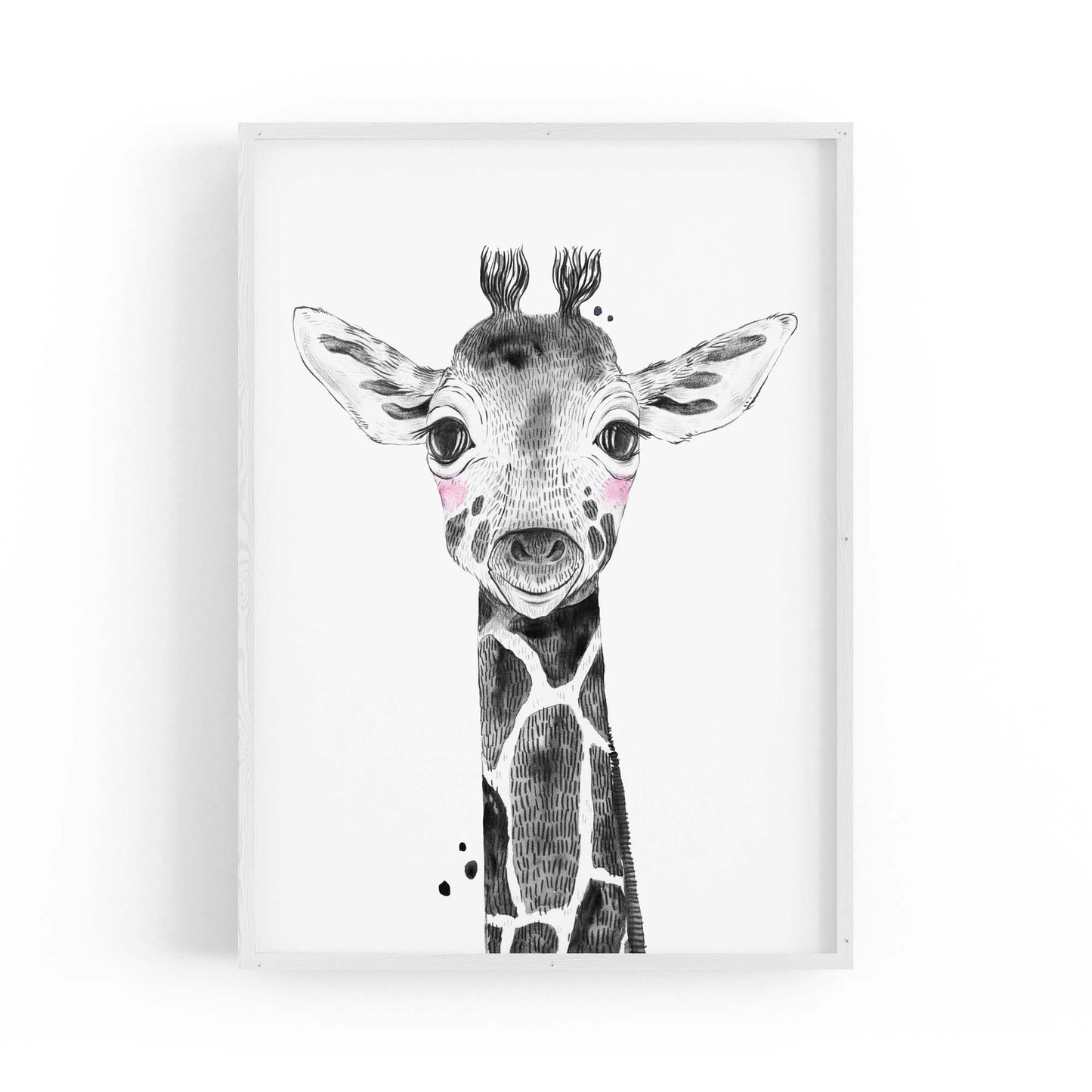 Cute Blushing Baby Giraffe Nursery Animal Wall Art - The Affordable Art Company