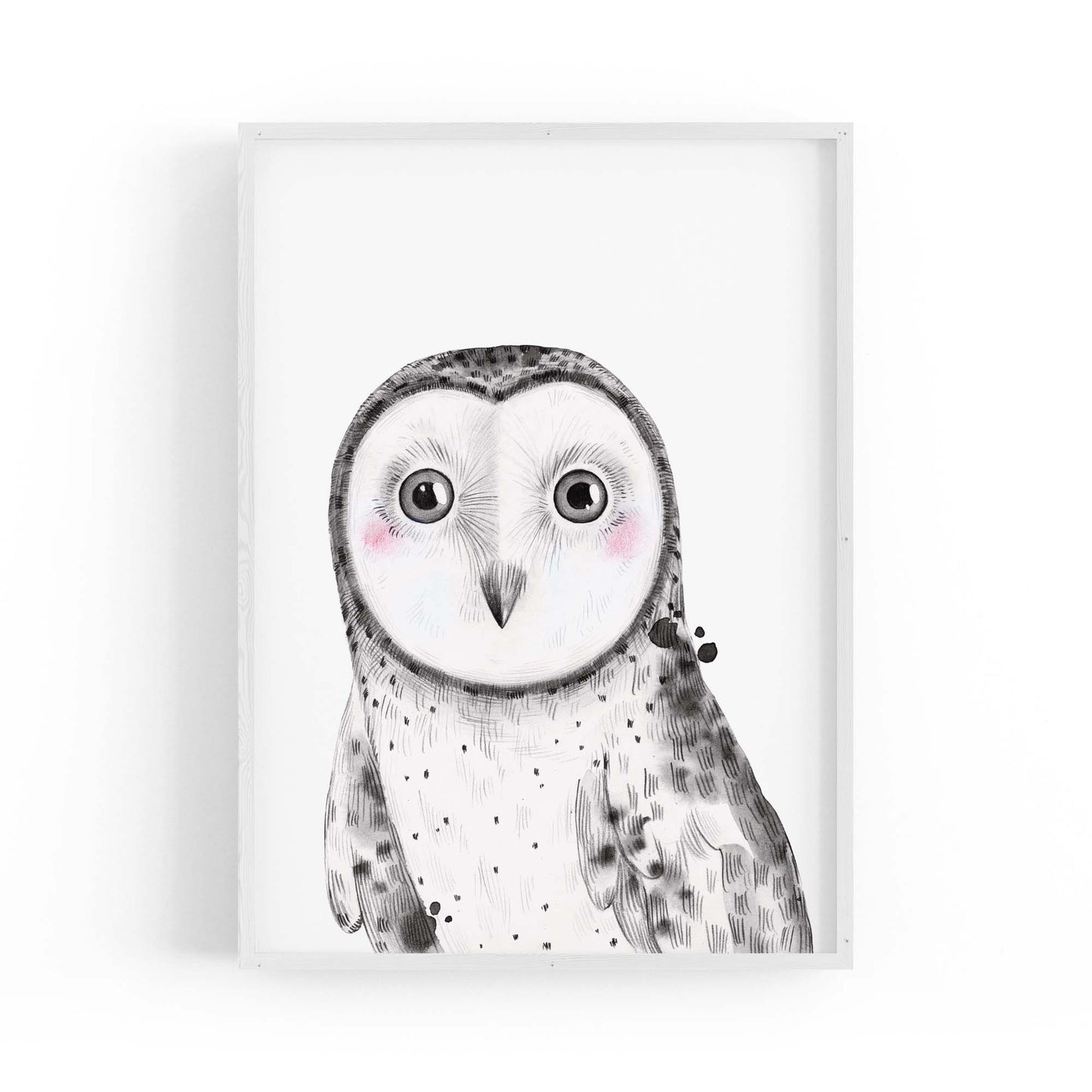 Cute Blushing Baby Owl Nursery Animal Wall Art - The Affordable Art Company
