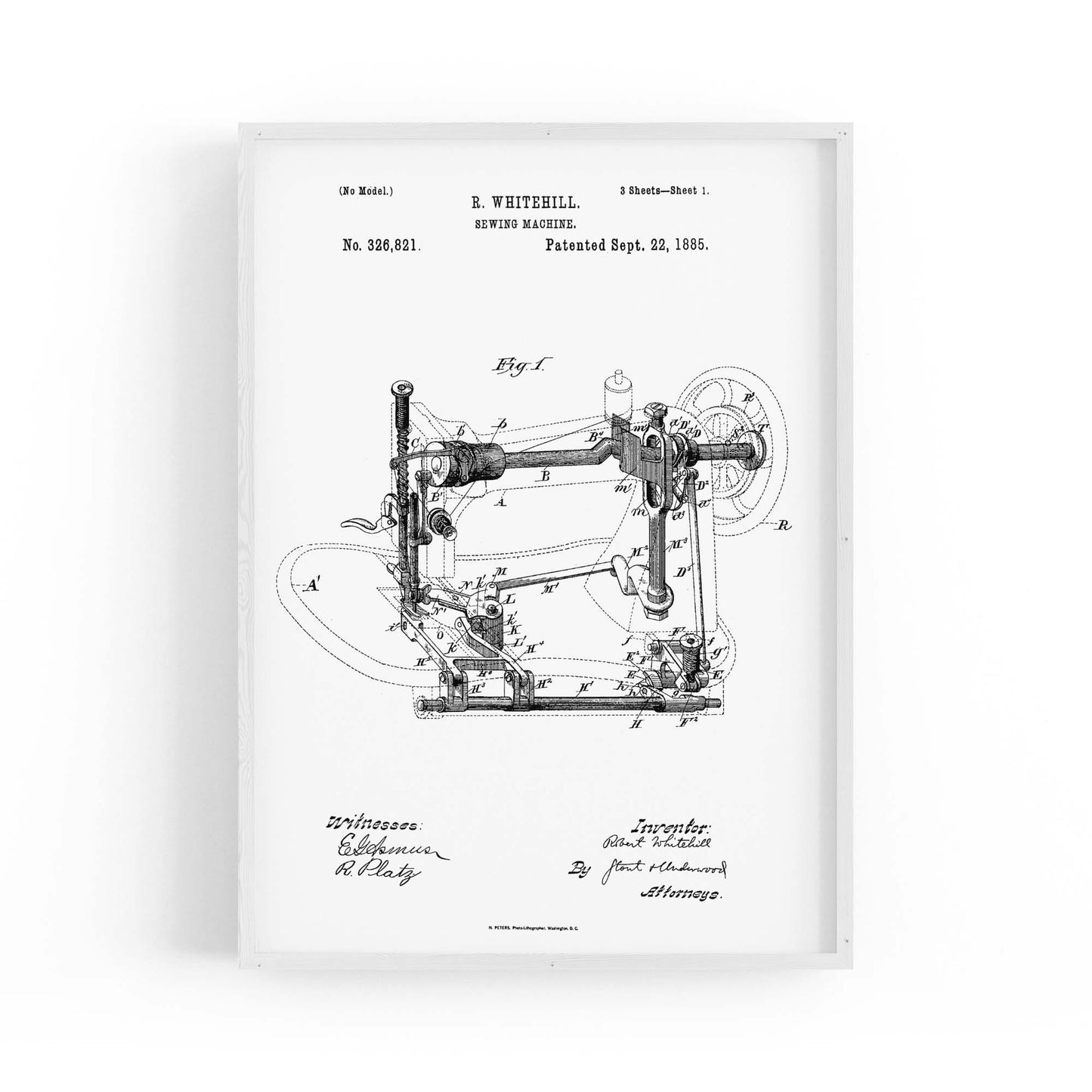 Vintage Sewing Machine Patent Wall Art #2 - The Affordable Art Company