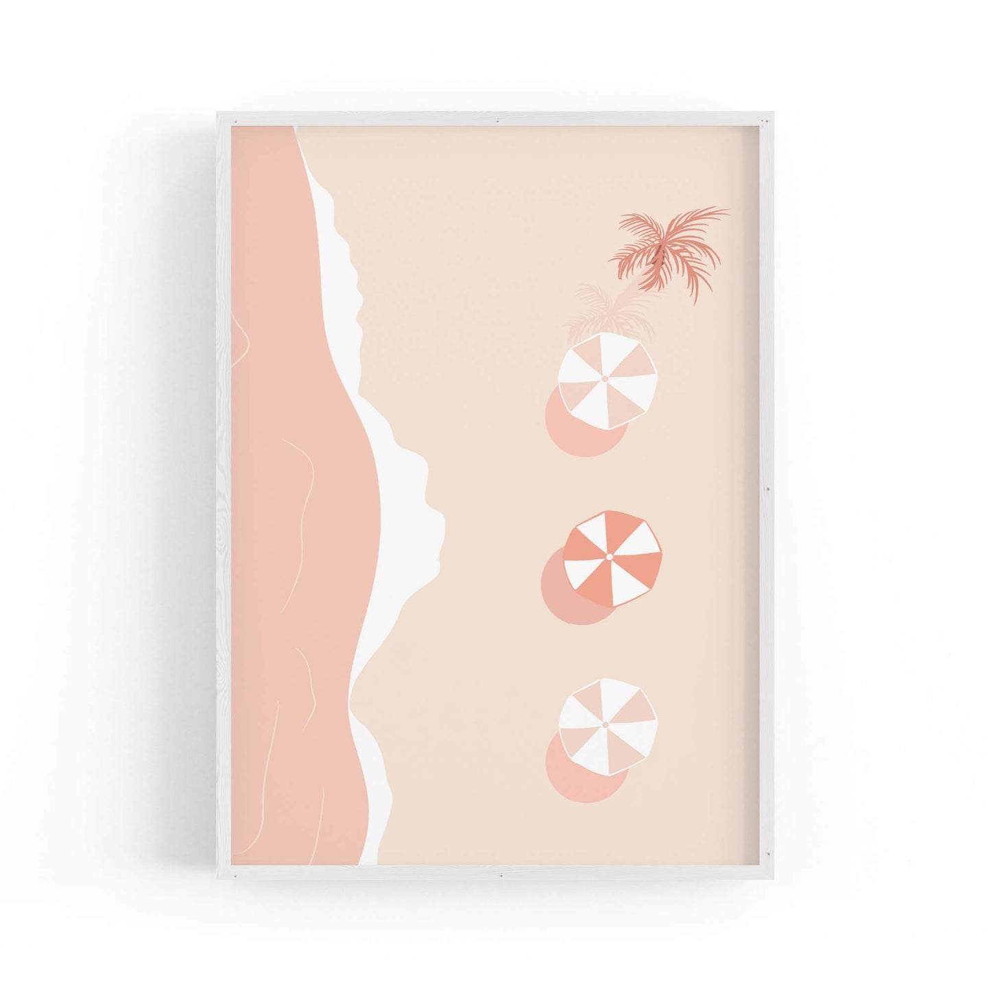 Minimal Beach Coastal Pink & Pastel Retro Wall Art - The Affordable Art Company