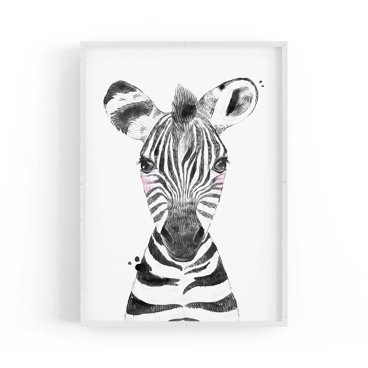 Cute Blushing Baby Zebra Nursery Animal Wall Art - The Affordable Art Company