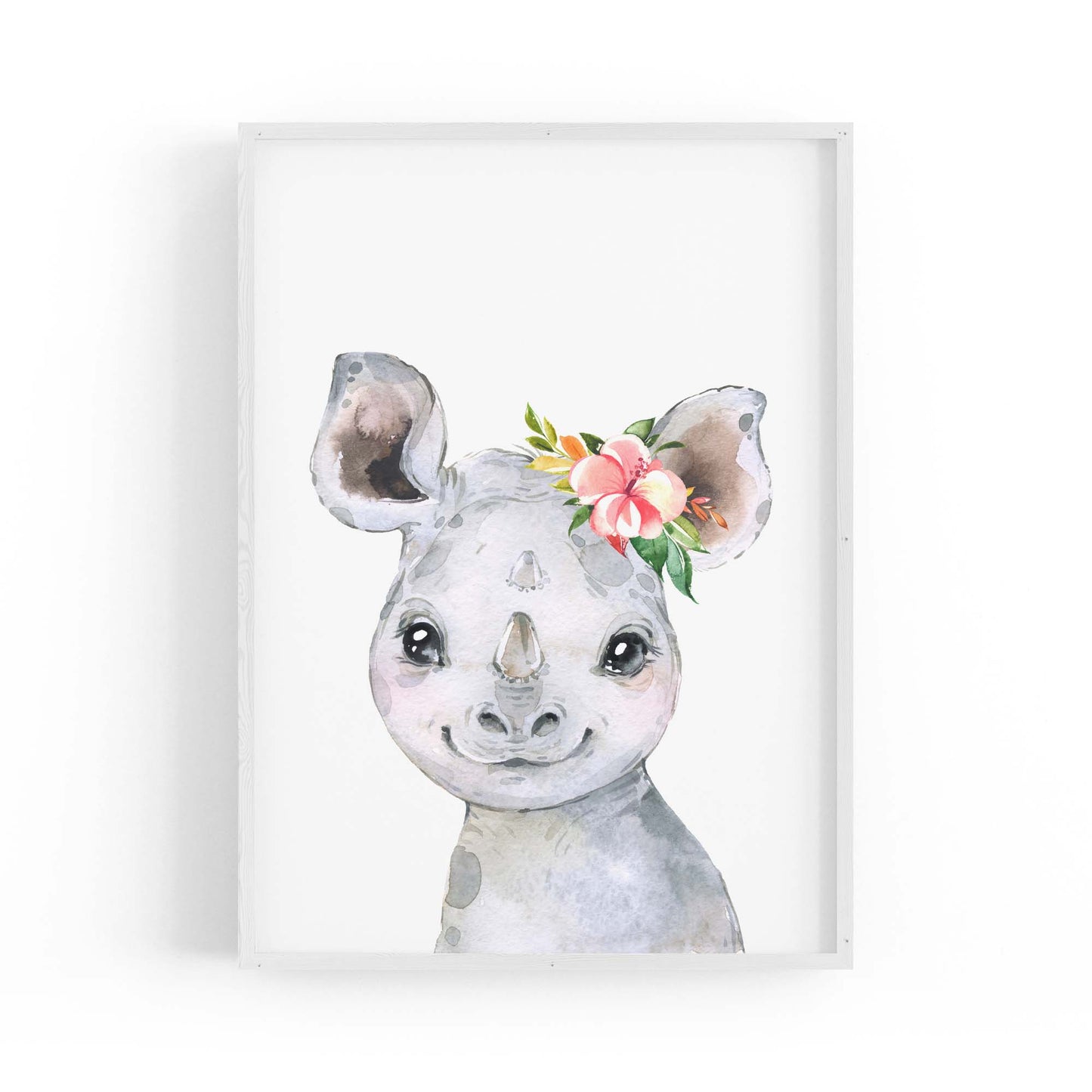 Cute Baby Rhino Nursery Animal Gift Wall Art - The Affordable Art Company