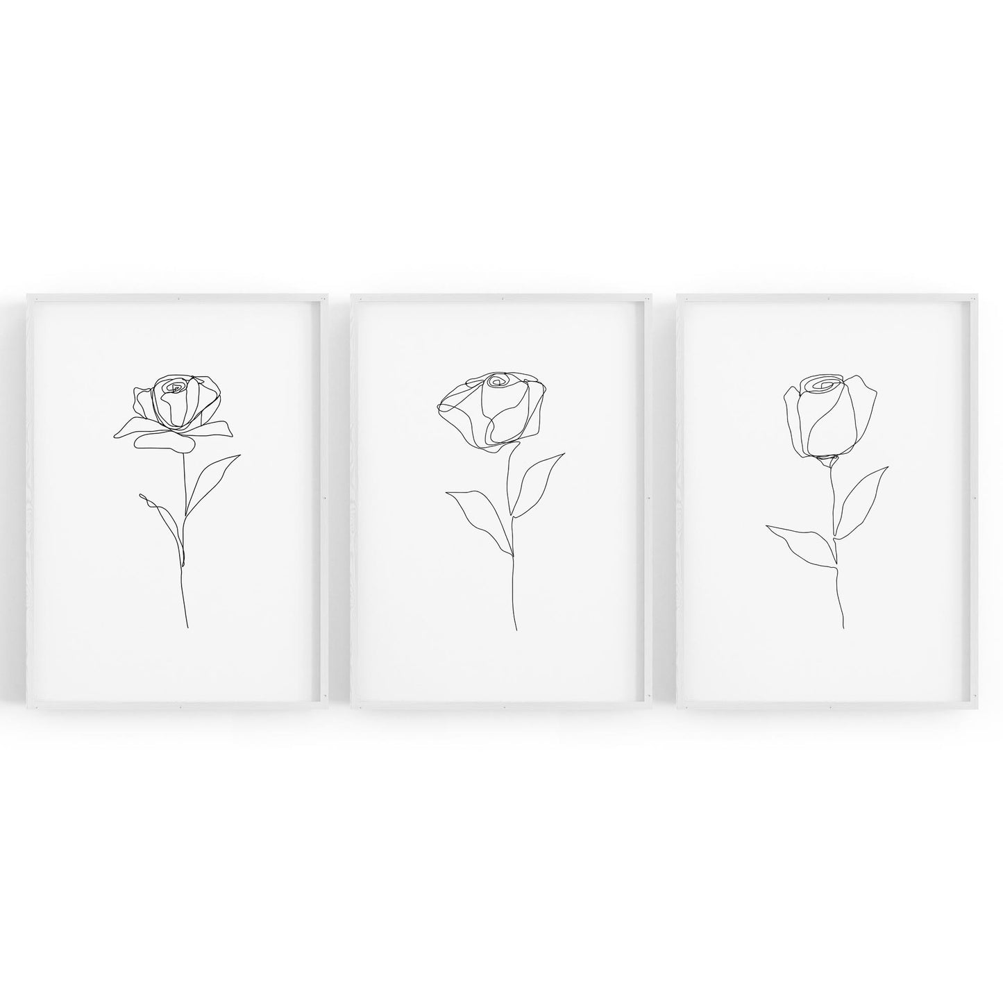 Set of Minimal Flower Line Drawings Wall Art #1 - The Affordable Art Company