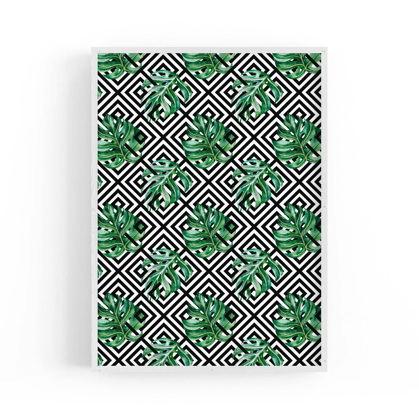 Green Leaves Geometric Nature Wall Art #3 - The Affordable Art Company
