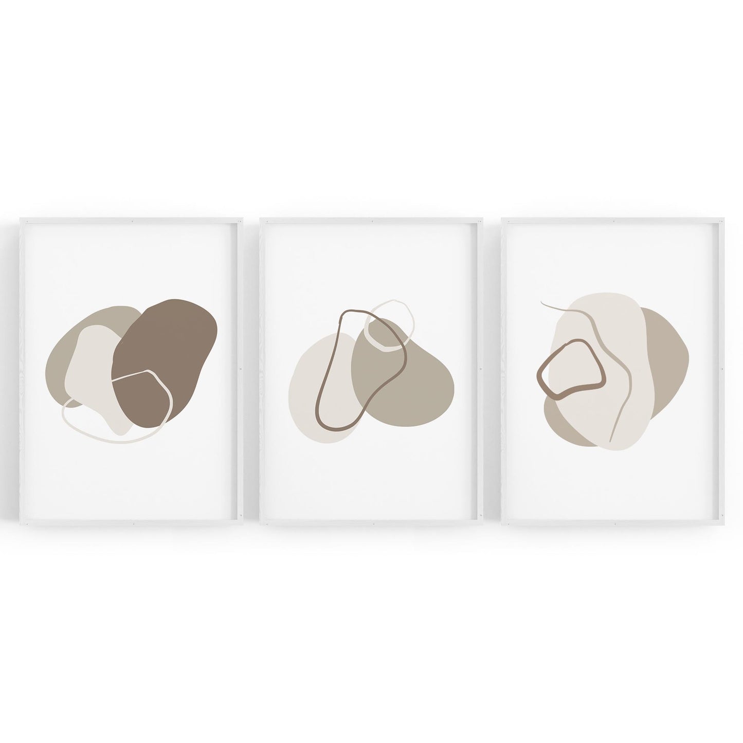 Set of 3 Grey Abstract Shape Wall Art - The Affordable Art Company