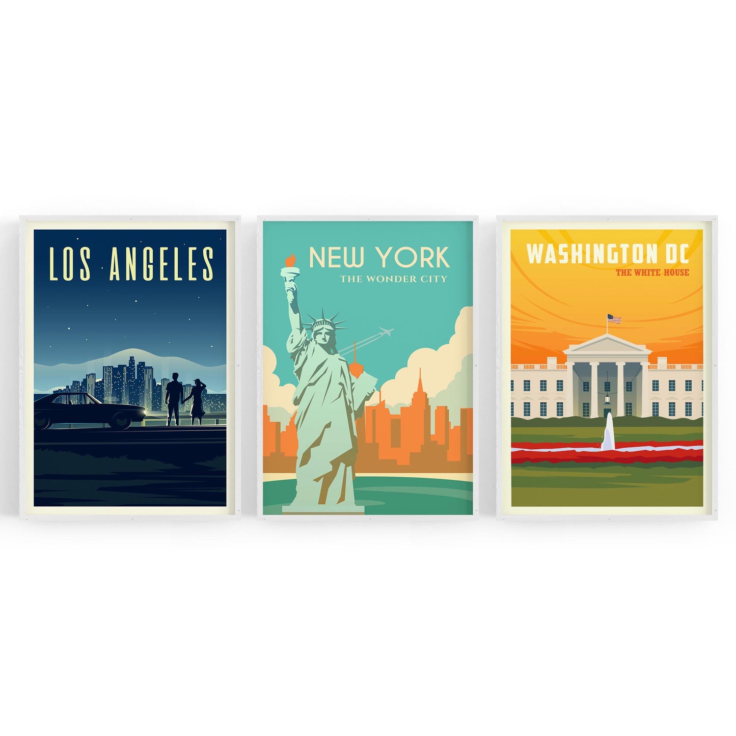 Set of Retro Travel Wall Art (USA Travel) - The Affordable Art Company