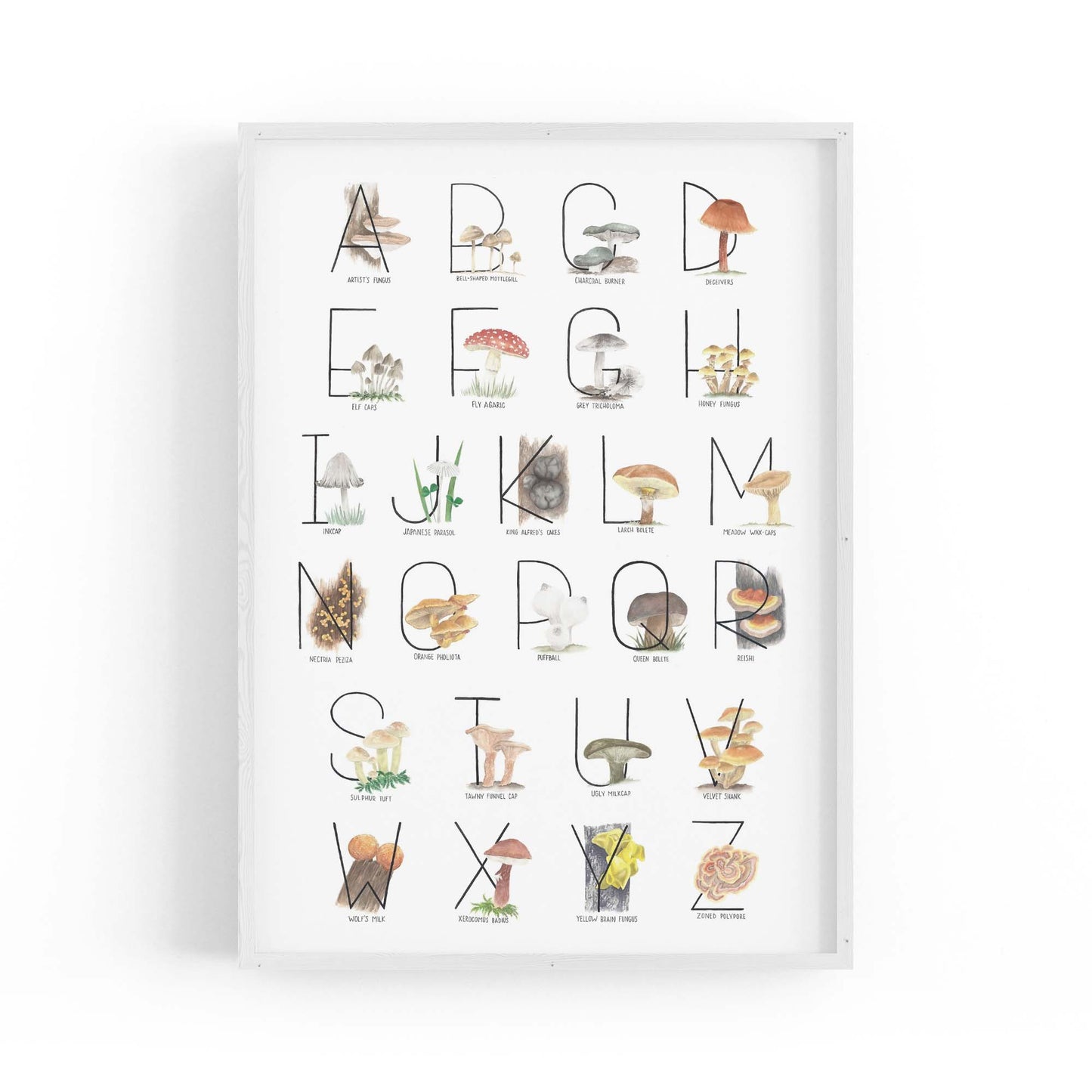 Mushroom Alphabet Kitchen Cafe Vegetarian Wall Art - The Affordable Art Company
