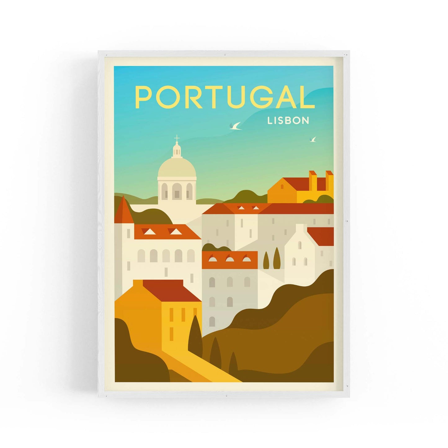 Retro Lisbon Portugal Travel Vintage Wall Art - The Affordable Art Company