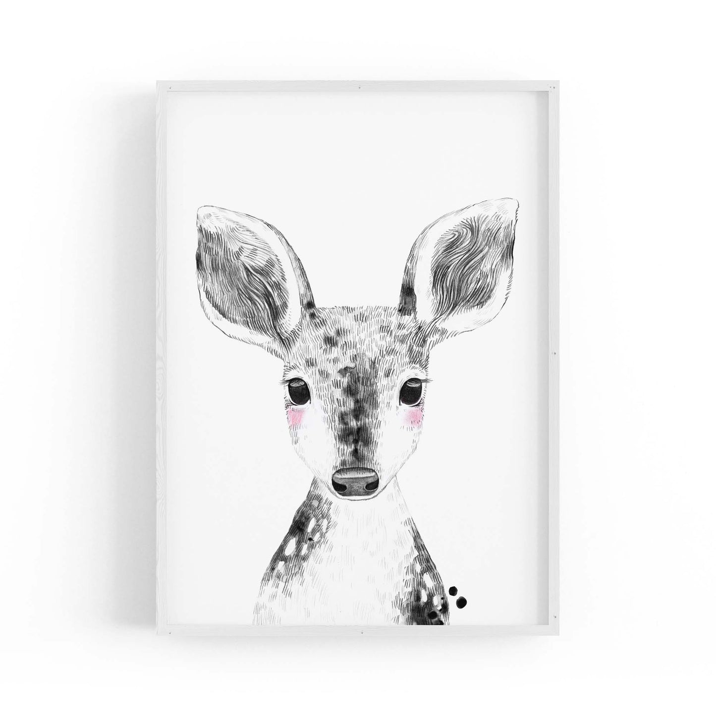 Cute Blushing Baby Deer Nursery Animal Wall Art - The Affordable Art Company