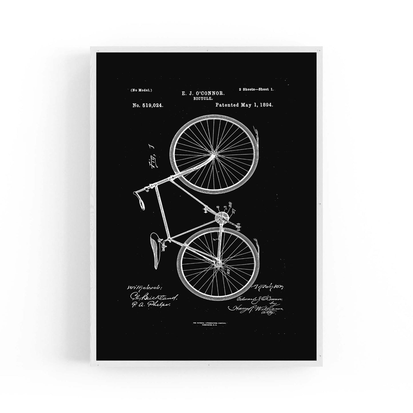 Vintage Bicycle Patent Cycling Cyclist Gift Wall Art #1 - The Affordable Art Company