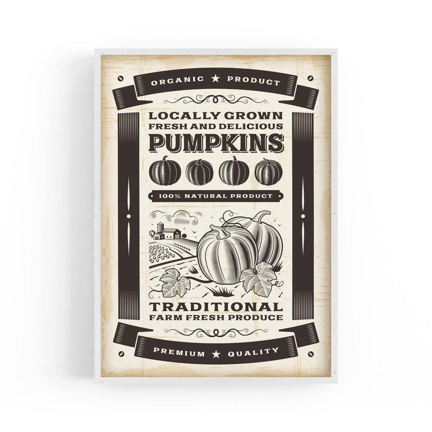 Vintage Pumpkin Farmhouse Cafe Kitchen Wall Art - The Affordable Art Company