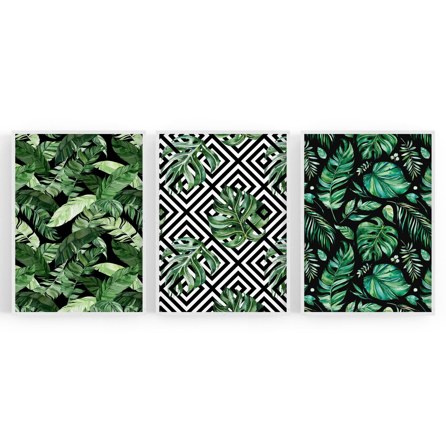Set of Minimal Green Plant Pattern Wall Art - The Affordable Art Company