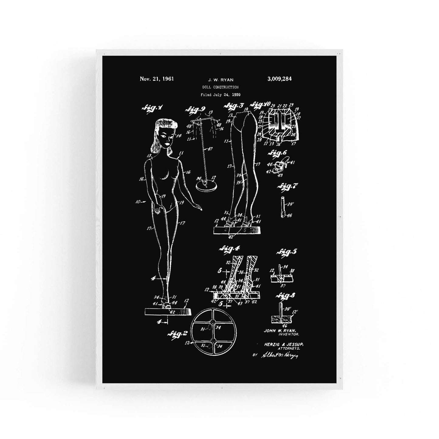 Vintage Barbie Doll Toy Patent Old Style Wall Art #1 - The Affordable Art Company