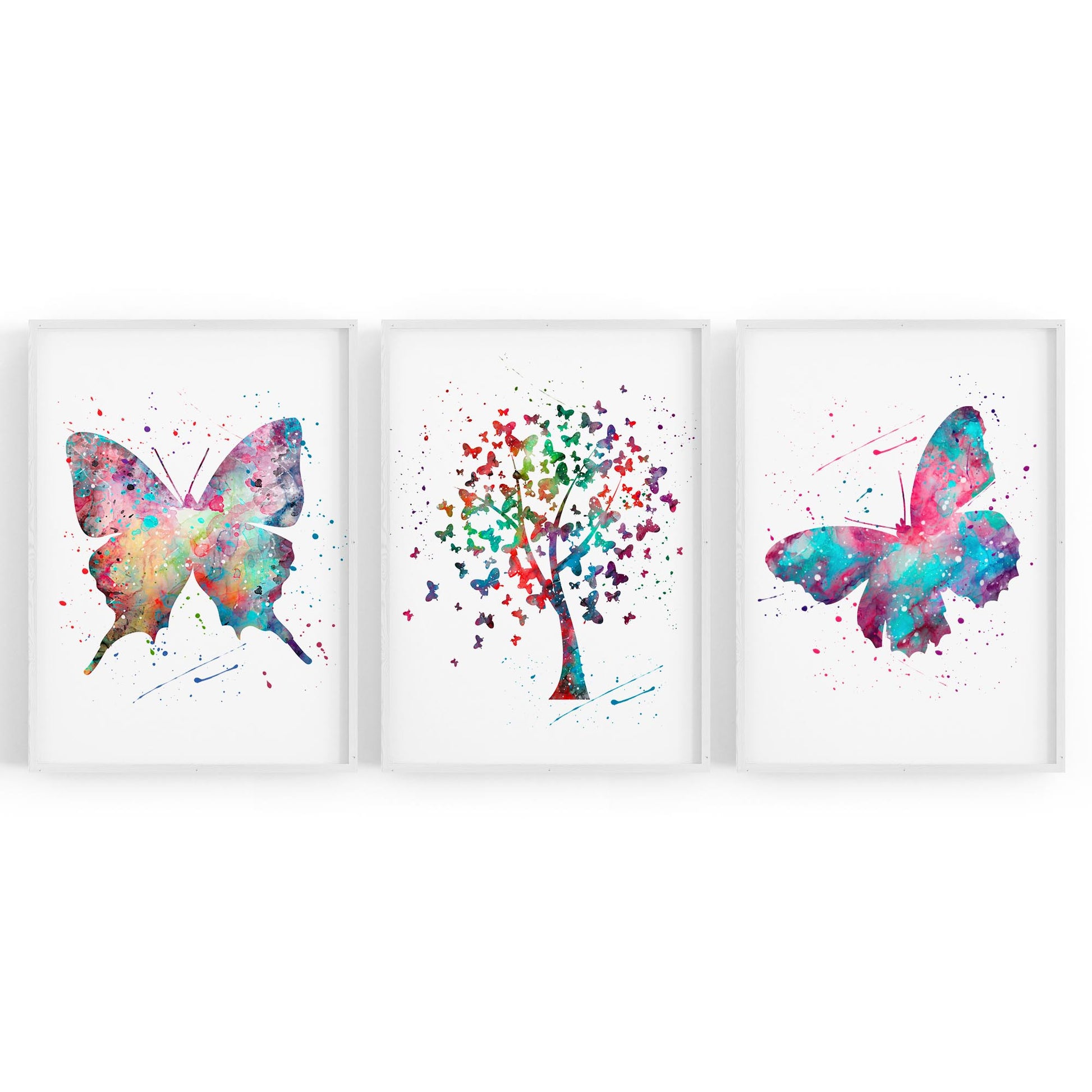 Set of Cute Butterfly Nursery Colourful Wall Art - The Affordable Art Company
